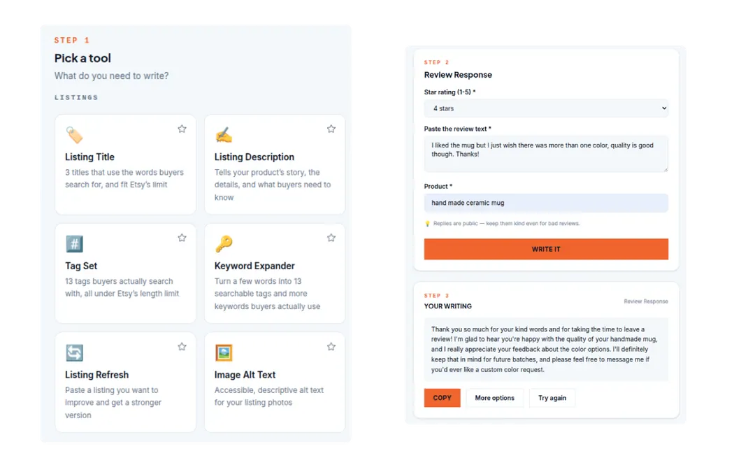CopySprout interface